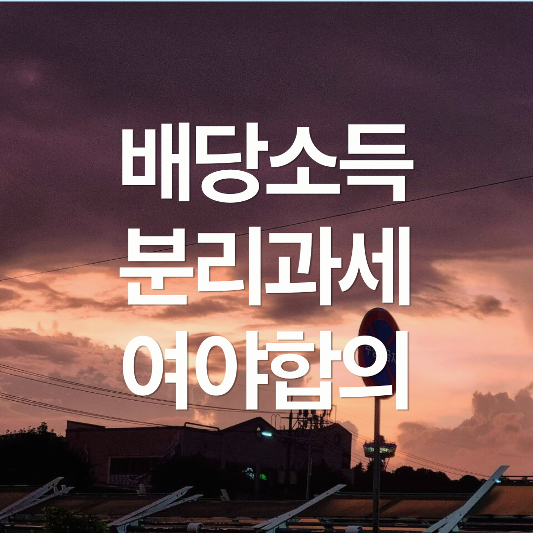 배당소득 분리과세 여야 합의 : 최고세율 30%로